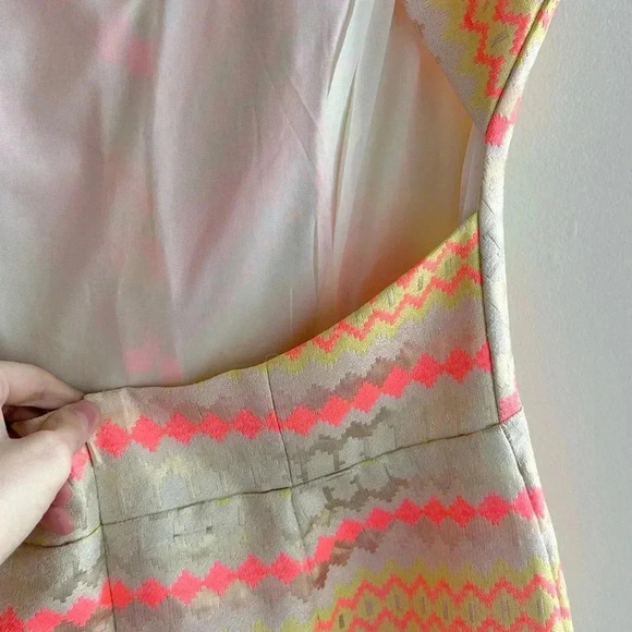 Minuet Aztec Print Neon and Gold Cocktail Dress, Open Back Dress, Medium - Picture 14 of 16